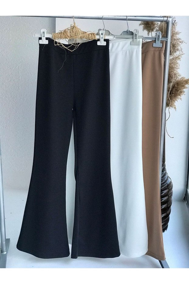 Ispanyol Crep Pantolon - 075 - Siyah