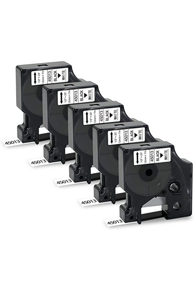 Dymo D1 45013 S0720530 12mm X 7 MtWhite Label Black Writing Label Cassette 5 Pieces
