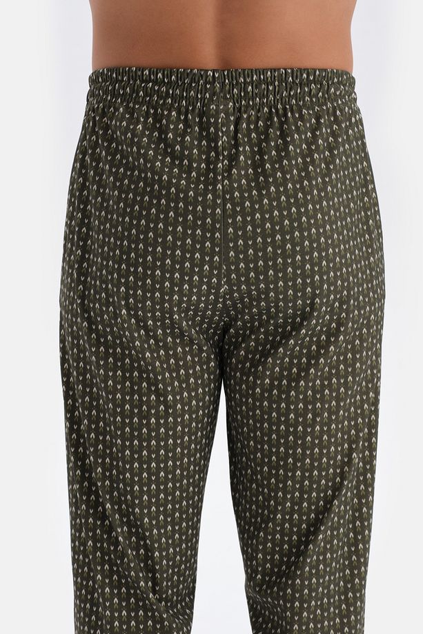 Yeşil Mikroprint Baskılı Örme Gömlek Pijama Takımı - 5
