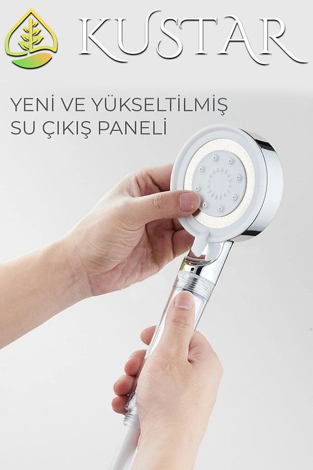 5 Fonksiyonlu Krom Beyaz Çelik Filtreli Kireç Önleyici Yüksek Basınçlı Tasarruflu Banyo Duş Başlığı - 1