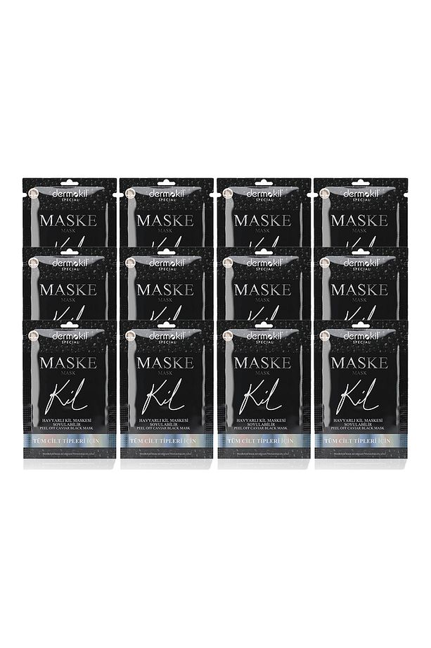 DERMOKİL Soyulabilir Havyarlı Siyah Kil Yüz Maskesi 15 ml (Tüm Cilt Tipleri İçin) 12 Adet - 1
