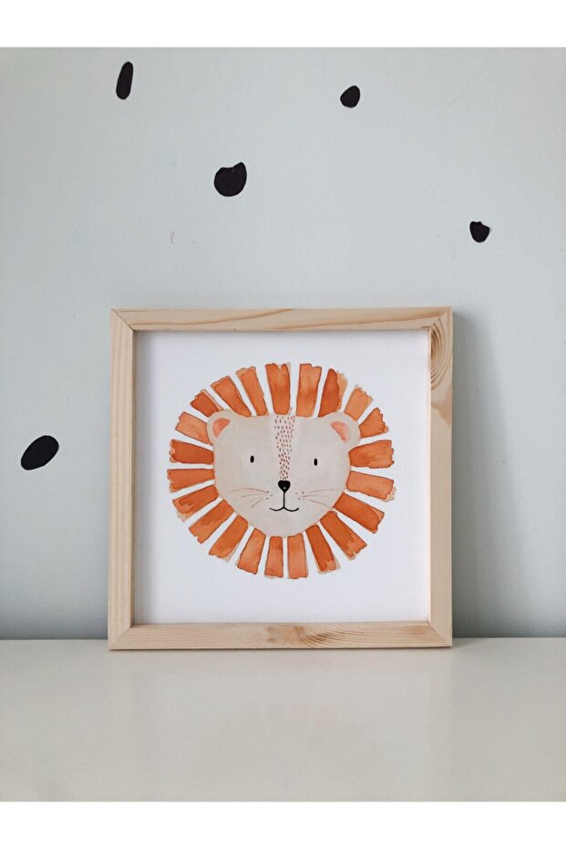 Children's Room Lion Themed Wooden Frame