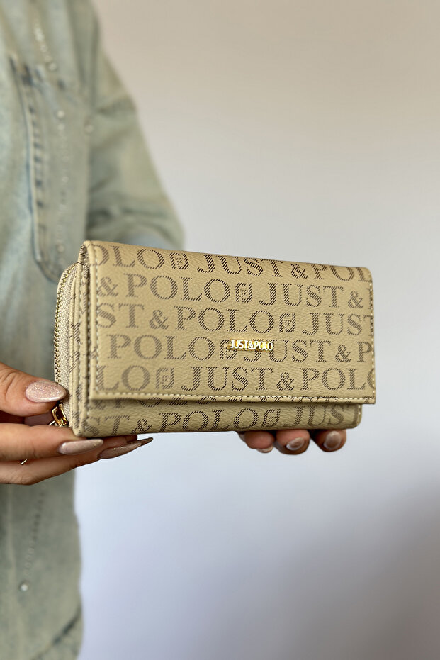 Large Size Horizontal Model Zippered and Covered Women's Wallet Suitable for Daily Use 01 sand