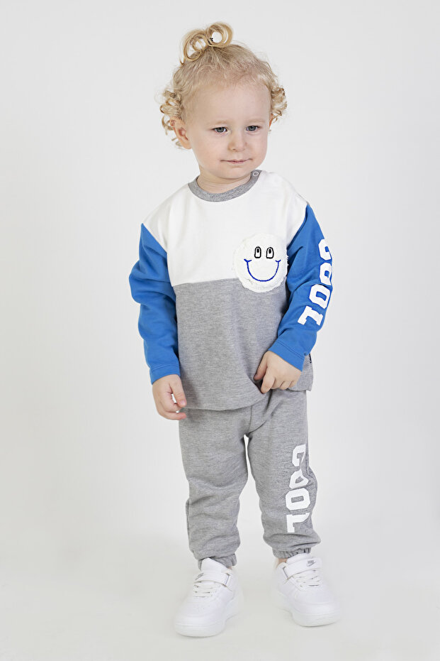 Baby Boy & Child Two Thread Fabric Medium Thickness Knitted Basic Bottom Top Tracksuit Set