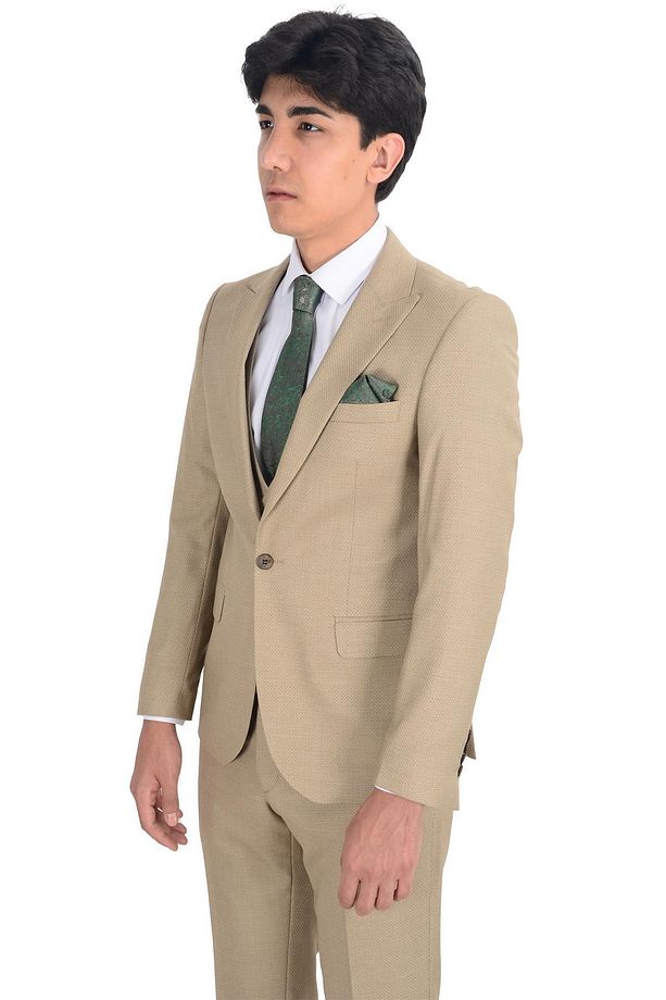 Slim Fit Yelekli Erkek Takım Elbise - 4
