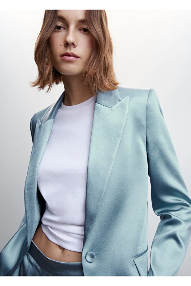 Saten Blazer Ceket - 5