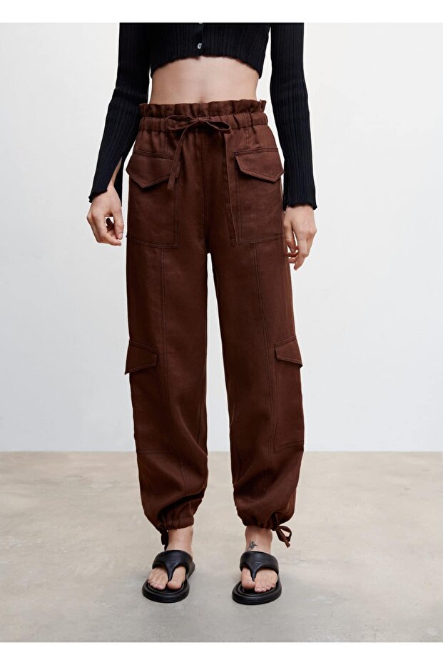 Keten Kargo Pantolon - 1