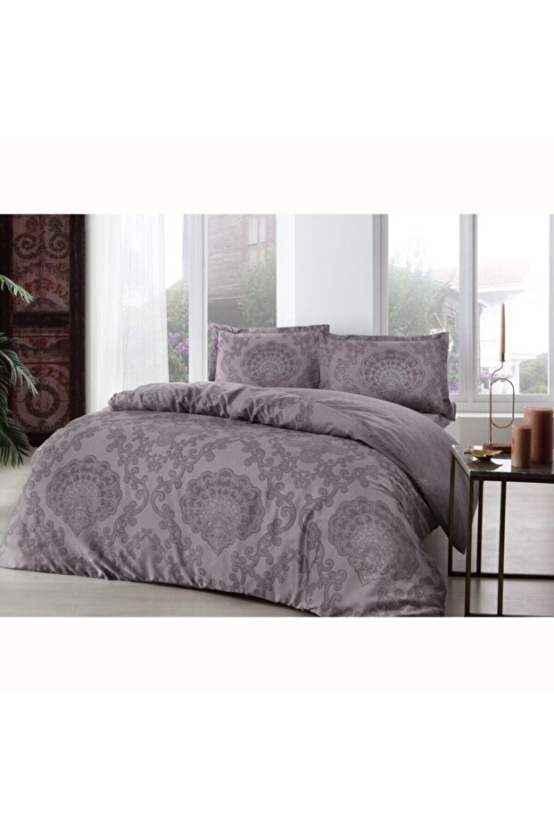 Taç Double Satin Duvet Cover Set Violet Plum