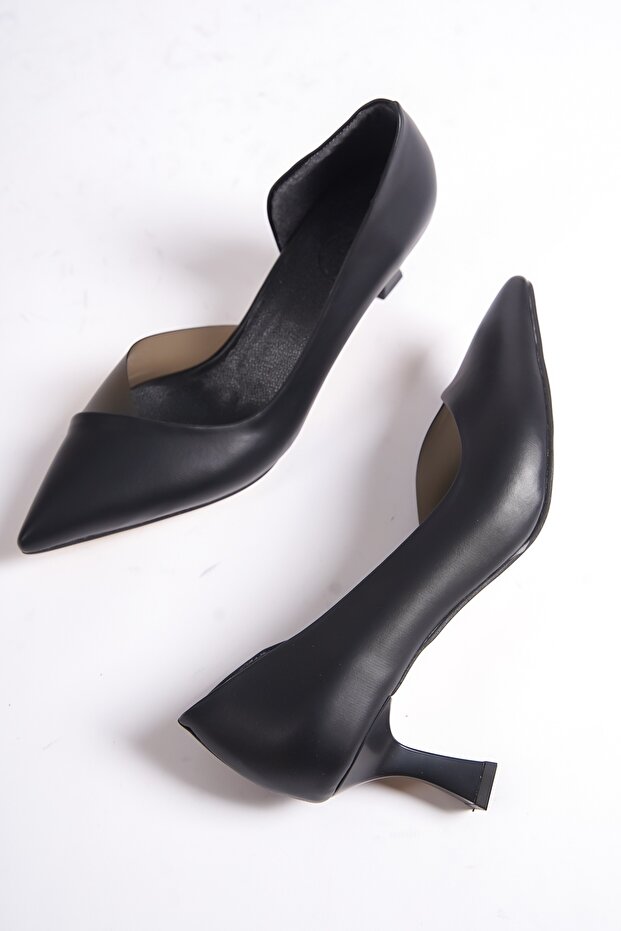 Oslo Black Short Goblet Heeled Stiletto Heeled Shoes