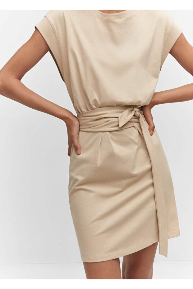 Bağ Detaylı Kısa Elbise - 5