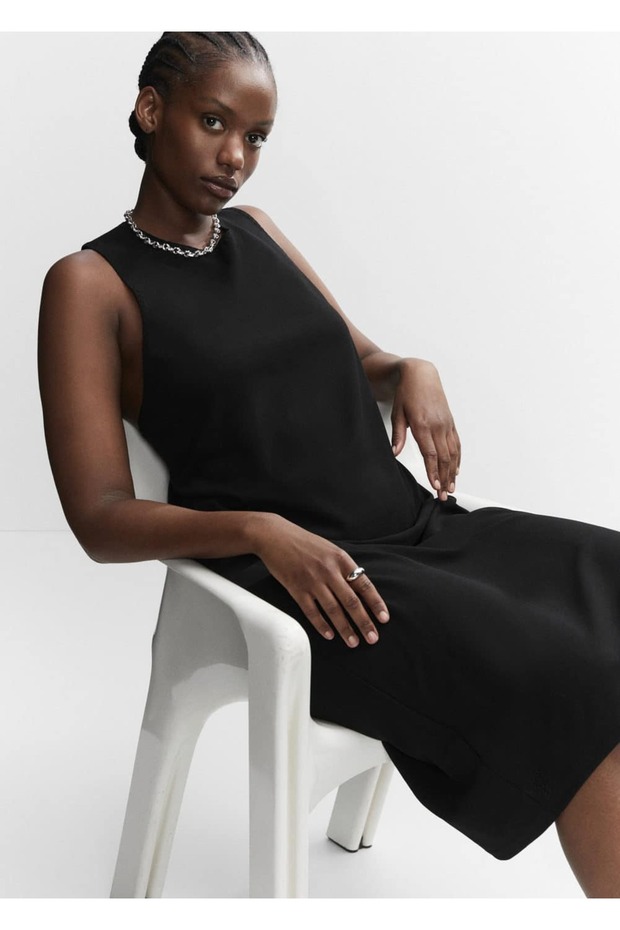 Asimetrik Sırt Dekolteli Elbise - 6