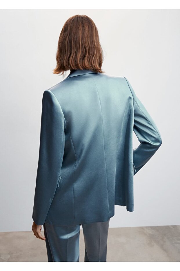 Saten Blazer Ceket - 4