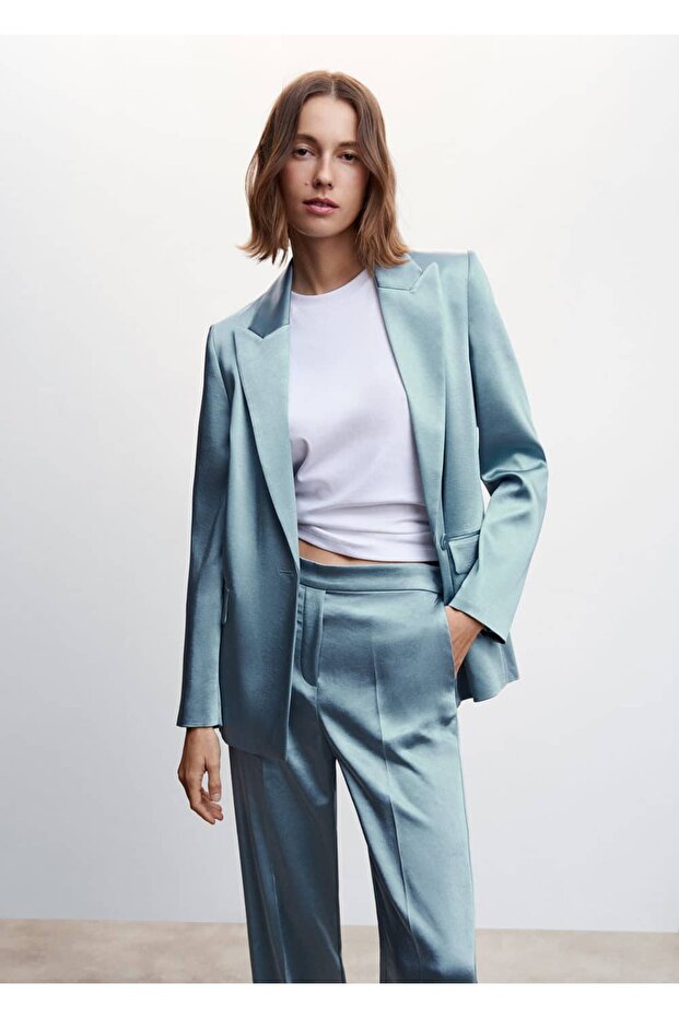 Saten Blazer Ceket - 1