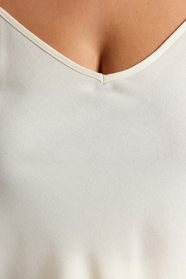 Ecru pántos viszkóz szőtt pizsama szett TBBSS23AI00021 - 4