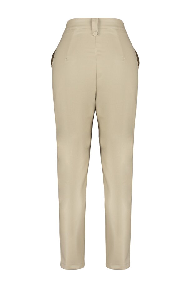 LimiteD EDition - Mink Carrot PatterneD Front ButtoneD Faux Leather TrouSerS TWOAW22PL0083 - 9