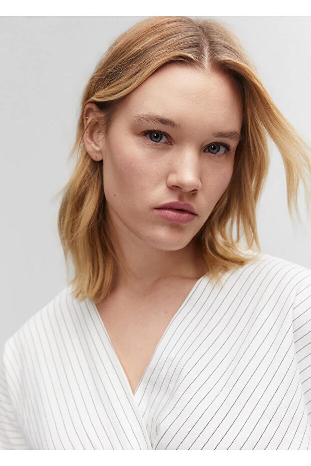 Anvelop Kesim Çizgili Elbise - 7