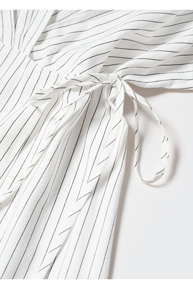 Anvelop Kesim Çizgili Elbise - 6