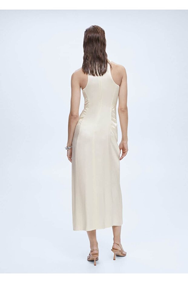 Drapeli Saten Elbise - 4