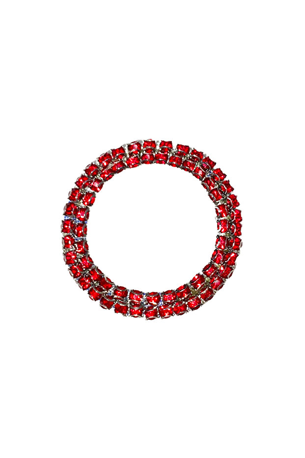 Crystal Stone Start Stop Button Ring Red - 2