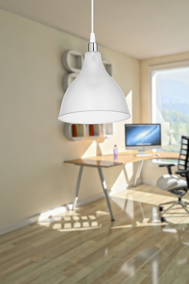 Solid Mika Tekli Tavan Sarkıt Avize Şeffaf Buzlu Mutfak Hol Cafe İşletme - 4