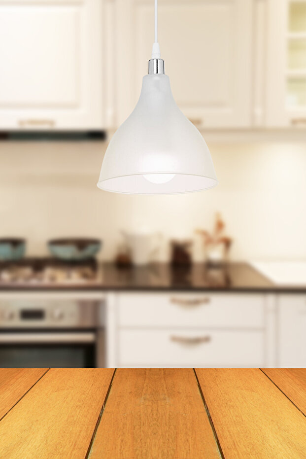 Solid Mika Tekli Tavan Sarkıt Avize Şeffaf Buzlu Mutfak Hol Cafe İşletme - 3