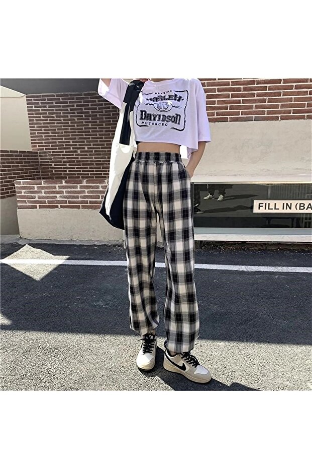 Unisex Checkered Baggy Harajuku Relaxed Wide Leg Sweatpants