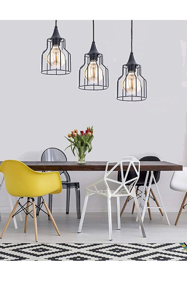 Ametist Lüx Sıralı 3 Sarkıt Avize - 5