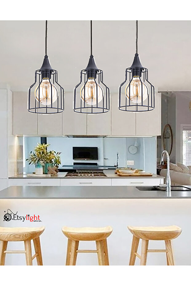 Ametist Lüx Sıralı 3 Sarkıt Avize - 4