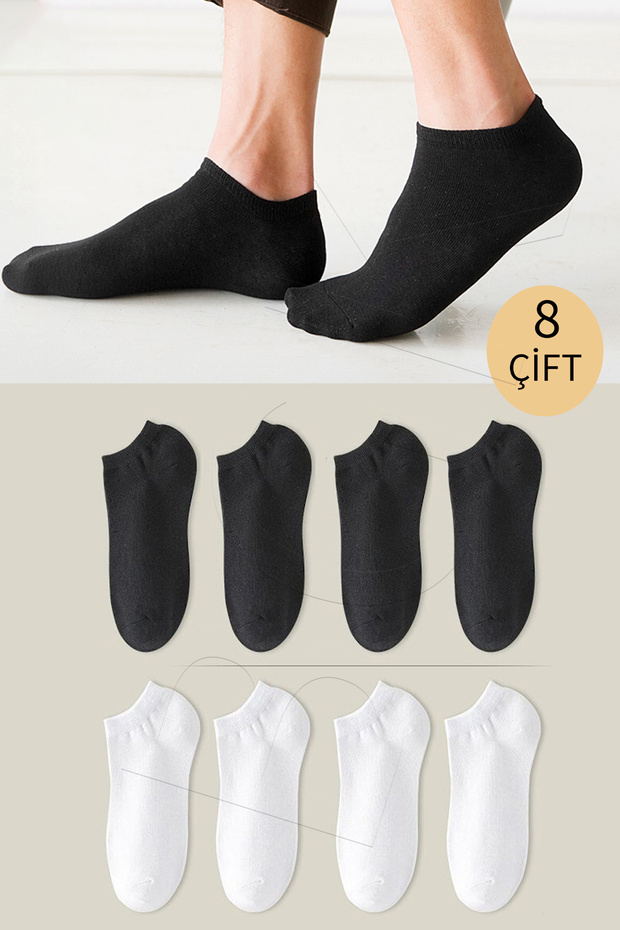 Unisex Basic Patik Çorap 8 Çift - 1
