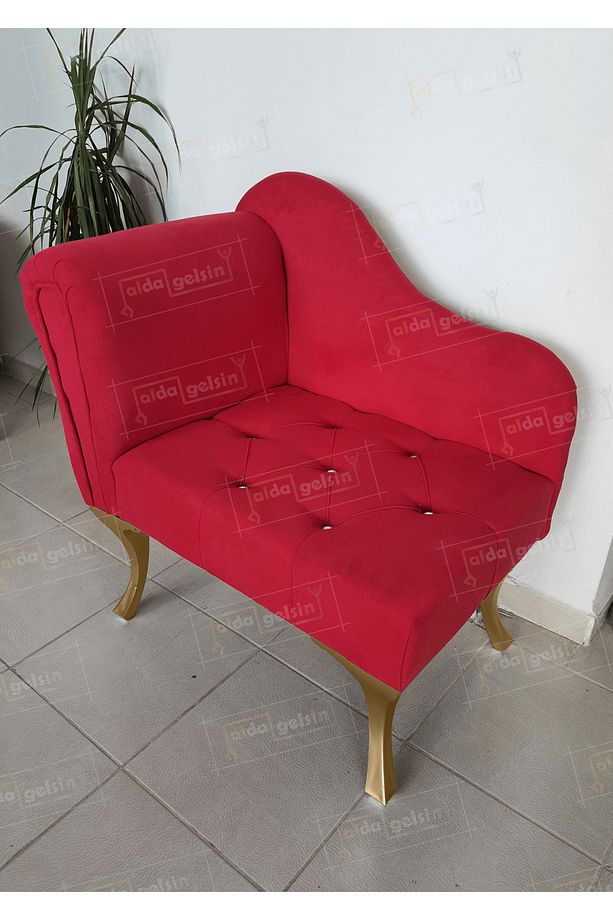 Yeni Model Tekli Köşe Koltuğu Josefin Bench Gold Ayak - 1