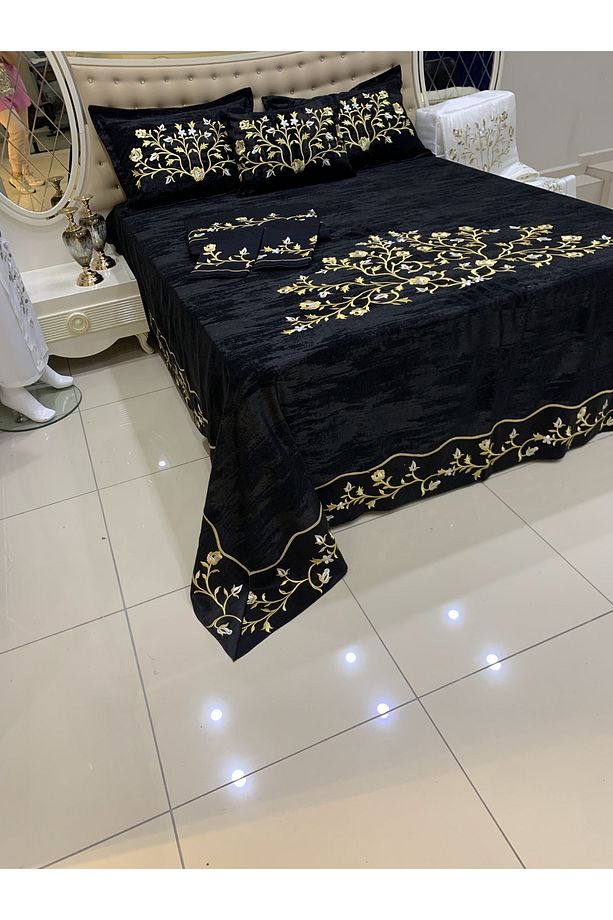 Gold Işlemeli Yatak Örtüsü Ve Nevresim Set 10 Parça - 7