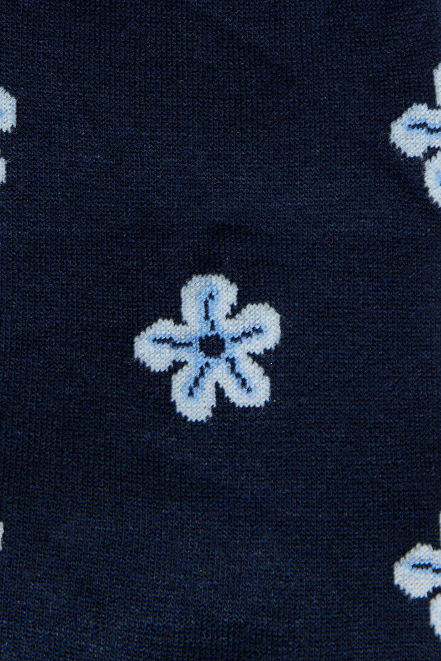 Erkek Lacivert-Mavi Tekli Bambulu Soket Çorap - 2