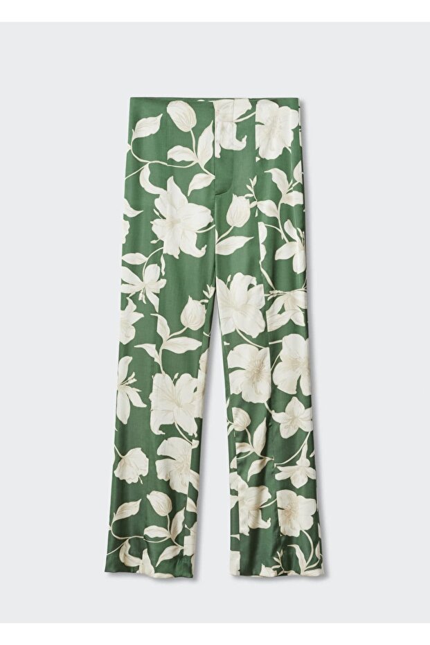 Çiçek Desenli Flared Pantolon - 3