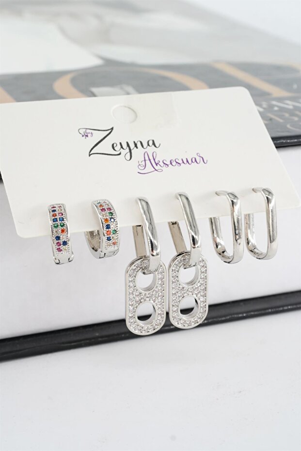 Women's Vip Series Zircon Stone Mixed Figured 6-Piece Earring Set