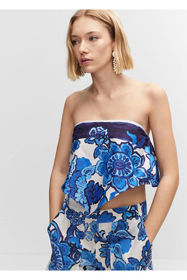 Çiçekli şal bluz - 1