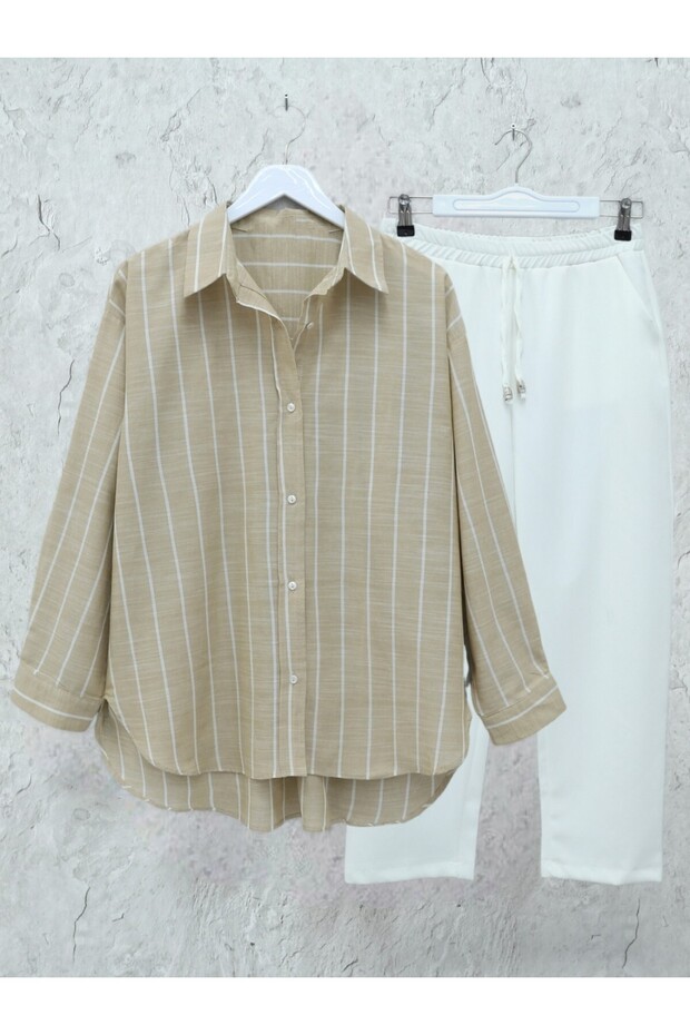 Long Buttoned Striped Shirt on the Back
