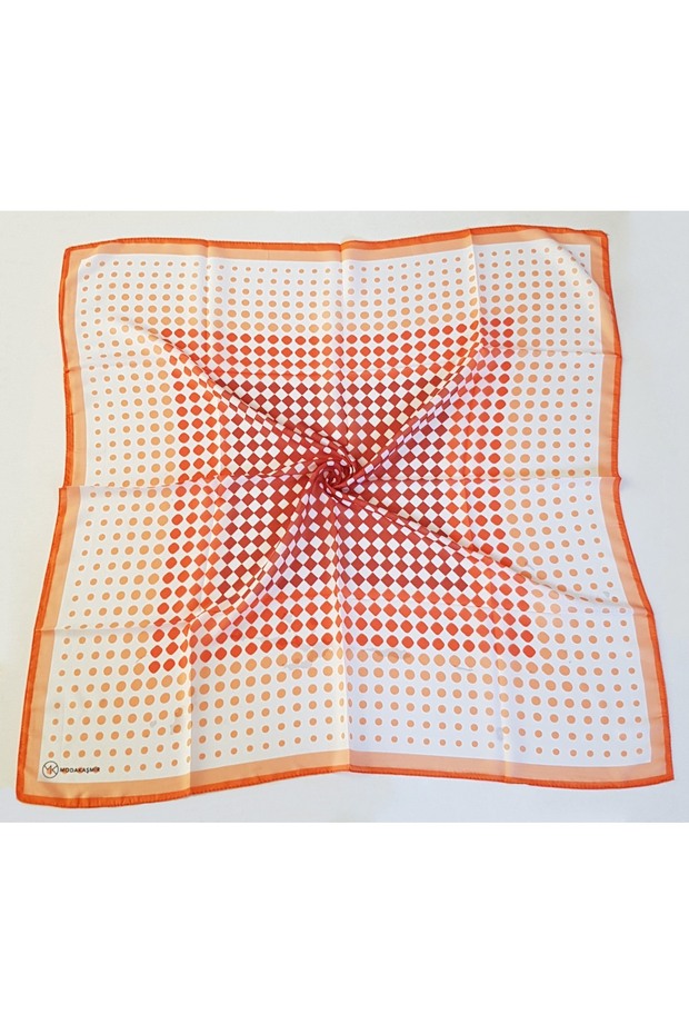 وشاح من القطن الناعم باللون البرتقالي المنقط - 1