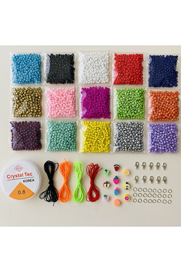 NO:26 MISİNE FİMO FRUIT BEADS 15 COLORS SAND BEADS JEWELRY MAKING SET AND HOBBY MATERIALS