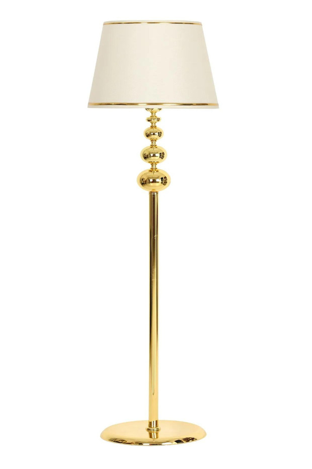 Voler Gold Kaplama Üçlü Küre Metal Lambader - Gold Şeritli Krem - 2