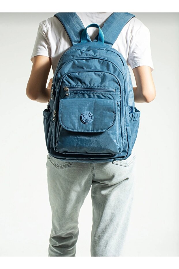School Bag Mega Large Size Blue Multi-Compartment Backpack - 3
