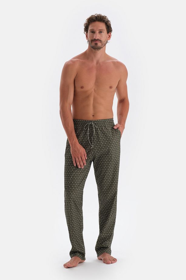 Yeşil Mikroprint Baskılı Örme Gömlek Pijama Takımı - 4