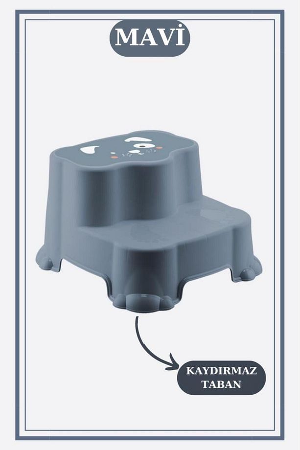 Onikiden Kaydırmaz Tabanlı Çocuk Taburesi, Çift Basamaklı Banyo Lavabo Merdiven, Yükseltici Renkli - 2