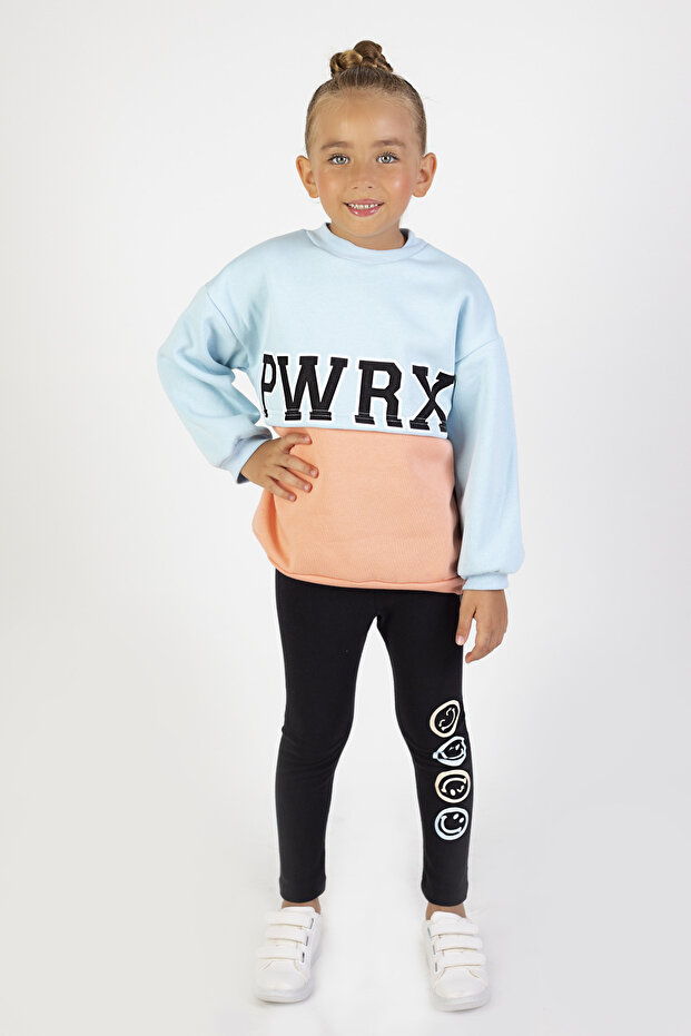Girl's Three Thread Fabric Thickness Printed Knitted Basic Top and Bottom Set 6-9 yai