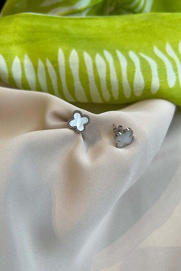 Basic Çelik Yonca Küpe - 2