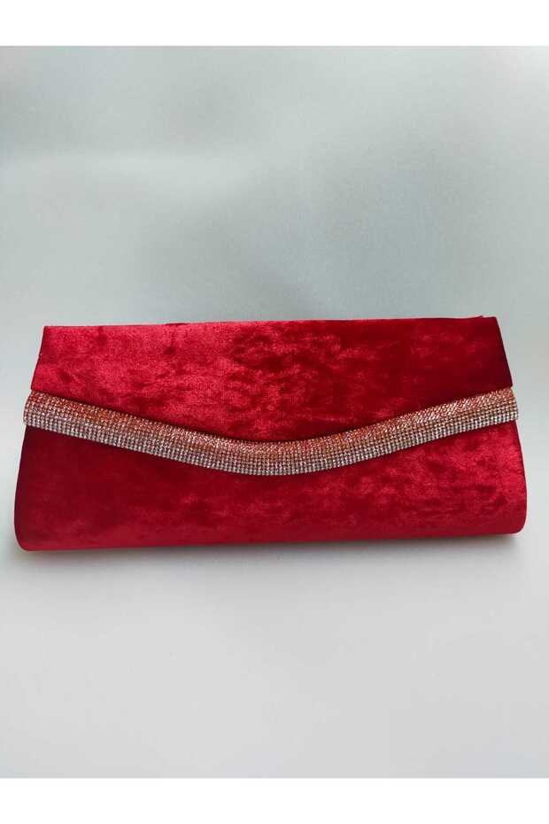 Red Velvet Marbled Stone Evening Bag