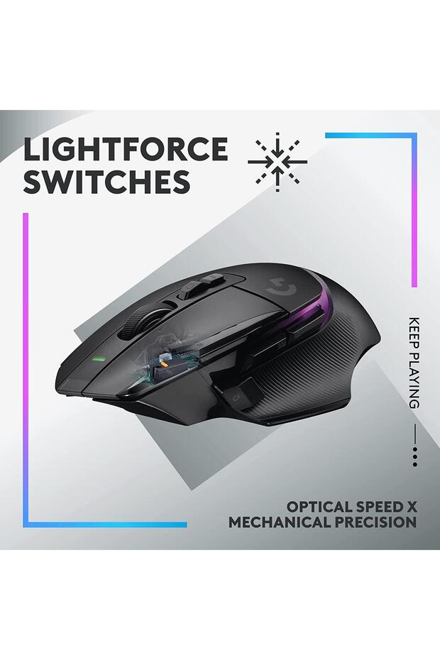 G G502 X Plus Kablosuz Hero 25K Sensörlü Rgb Aydınlatmalı Oyuncu Mouse - Siyah - 4