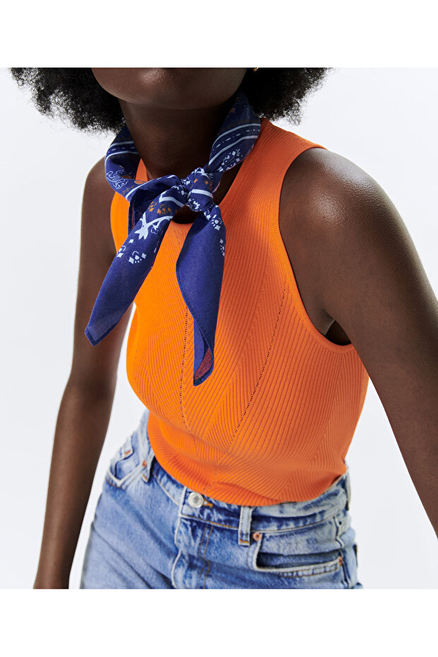 Blue Ethnic Patterned Bandana