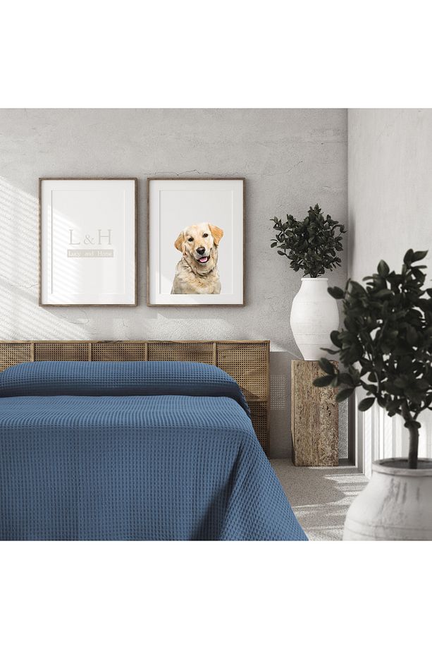 Çift Kişilik Pike, Yatak Örtüsü 200X230 cm Denim - 1