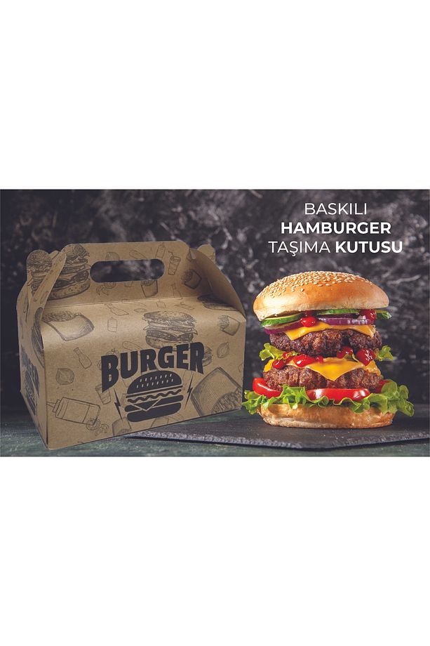 Hamburger Taşıma Kutusu Baskılı 200 Adet - 1