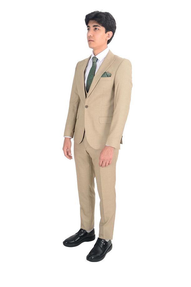 Slim Fit Yelekli Erkek Takım Elbise - 3